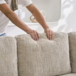 Goldoma Chenille Deep Three-Seater L-Shape Sofa with Pillow Back – styled in a modern Sofas setting
