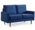 Blue Velvet Chesterfield Loveseat with Dark Brown Wood Legs - 57"