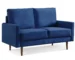 Blue Velvet Chesterfield Loveseat with Dark Brown Wood Legs - 57"
