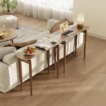 Goldoma Walnut Wood Thin Console Table – slim space-saving entryway table in walnut finish