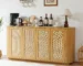 Goldoma 64-Inch Wave Shaped TV Stand with Rattan Doors – Farmhouse Sideboard Storage Cabinet