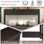 Rustic console table with drawers and shelf in espresso finish, perfect for entryway organization