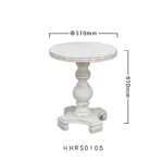 Goldoma rustic white round solid wood coffee table with antique finish in living room