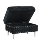 Goldoma L-shape sectional sofa with tufted chenille fabric, storage ottoman, and chrome legs in a modern living room