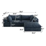 Goldoma Corduroy Cloud Sofa – Deep Seat Two-Seater with Double-Layer Design, No Assembly Required – angled view