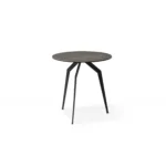 Goldoma 20 inch black and gray ceramic round end table with black iron base in a modern living room setting