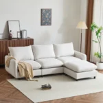 Goldoma modular L-shaped sectional sofa set with ottoman in fabric upholstery, foldable and eco-friendly design for living room