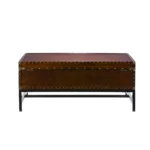 Goldoma 42-inch rectangular coffee table in brown manufactured wood and metal, modern living room centerpiece