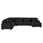 Goldoma modular U-shaped sectional sofa with chaise lounge and sofa bed in soft corduroy fabric