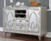Goldoma Contemporary Silver Extendable Server Cabinet with Solid Wood and Mirror Tile Accents