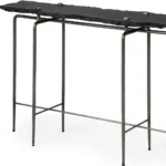 Goldoma Contemporary Six Leg Slate Console Table in black and silver for entryway