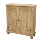 Goldoma 34 inch solid wood sideboard cabinet in light brown with two doors and adjustable shelves for living room storage