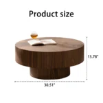 Goldoma round wood coffee table - modern 30.51-inch solid wood table for living room