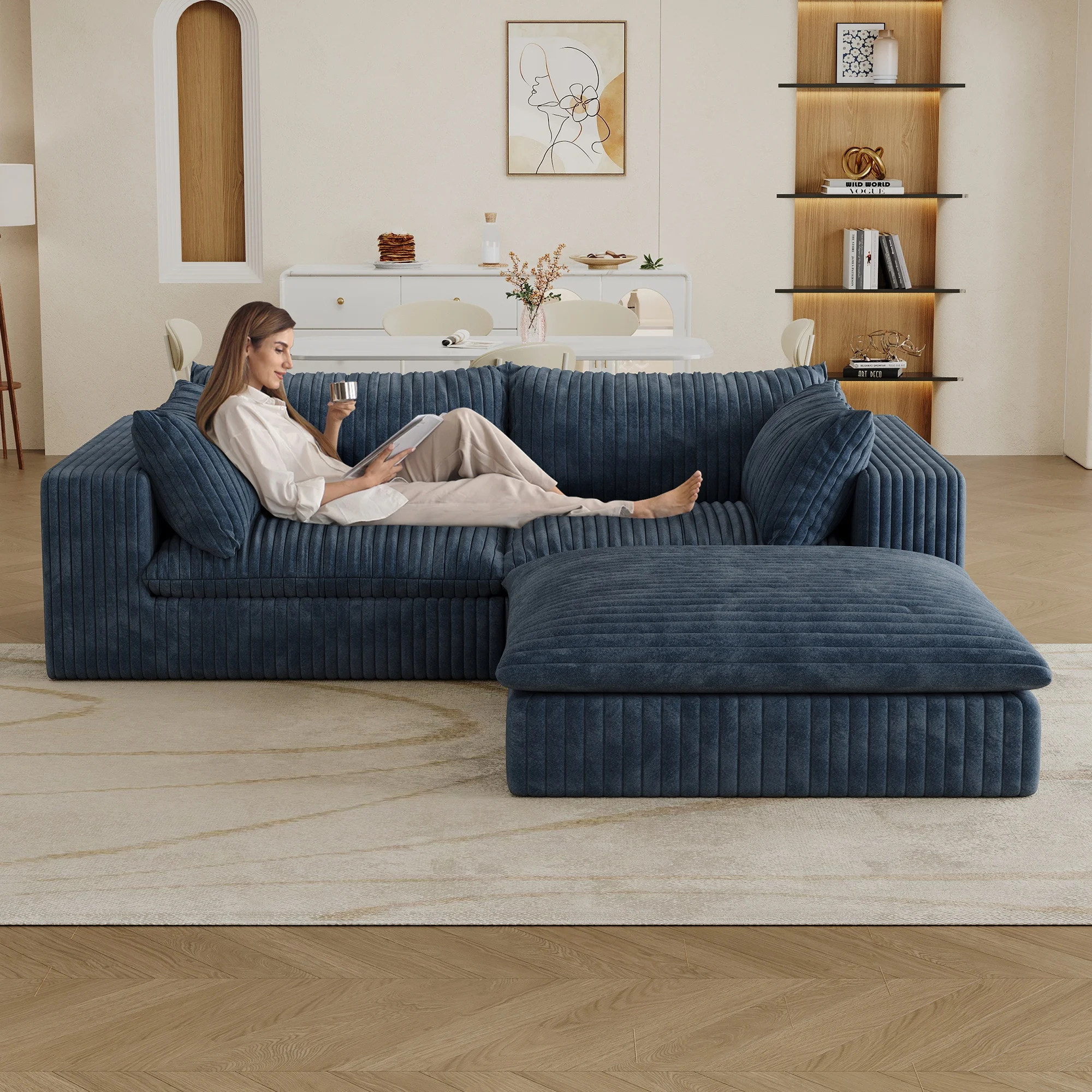 Goldoma Corduroy Cloud Sofa – Deep Seat Two-Seater with Double-Layer Design, No Assembly Required Goldoma Corduroy Cloud Sofa – Deep Seat Two-Seater with Double-Layer Design, No Assembly Required