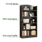 YQ FOREVER Morden Black Wooden Panel Bookcase Shelve Book Storage Standing Living Room Furniture - Image 6