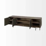 Goldoma solid wood tv stand 20 inch with enclosed storage in warm brown finish