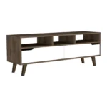 Goldoma 54" Open Shelving TV Stand with Cable Management – Brown/White – close-up detail