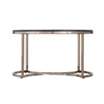 Goldoma 32 inch round coffee table in champagne and charcoal finish with metal frame and wood top