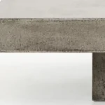 Goldoma 43-inch concrete square coffee table with gray top and dark gray base in a modern living room setting