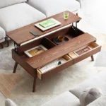 Goldoma Modern Solid Oak Coffee Table with Storage - solid oak coffee table in a modern living room