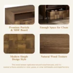 Goldoma Modern Wood Top TV Stand with two drawers in a living room setting