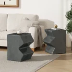 Goldoma modern nesting side table set of 2 with adjustable height in rectangular shape, showcasing sleek magnesium oxide and wood finish for indoor or outdoor use.