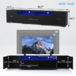 Goldoma 80-inch TV console with RGB LED lights and storage cabinets in a modern living room