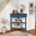 Goldoma wooden corner side table in Nordic style, perfect for entryway or living room