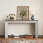Goldoma 47-inch oak veneer console table with storage shelf in a modern entryway