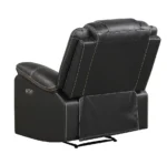 Goldoma LED power recliner in black faux leather with built-in LED lighting, wood legs, and power recline controls
