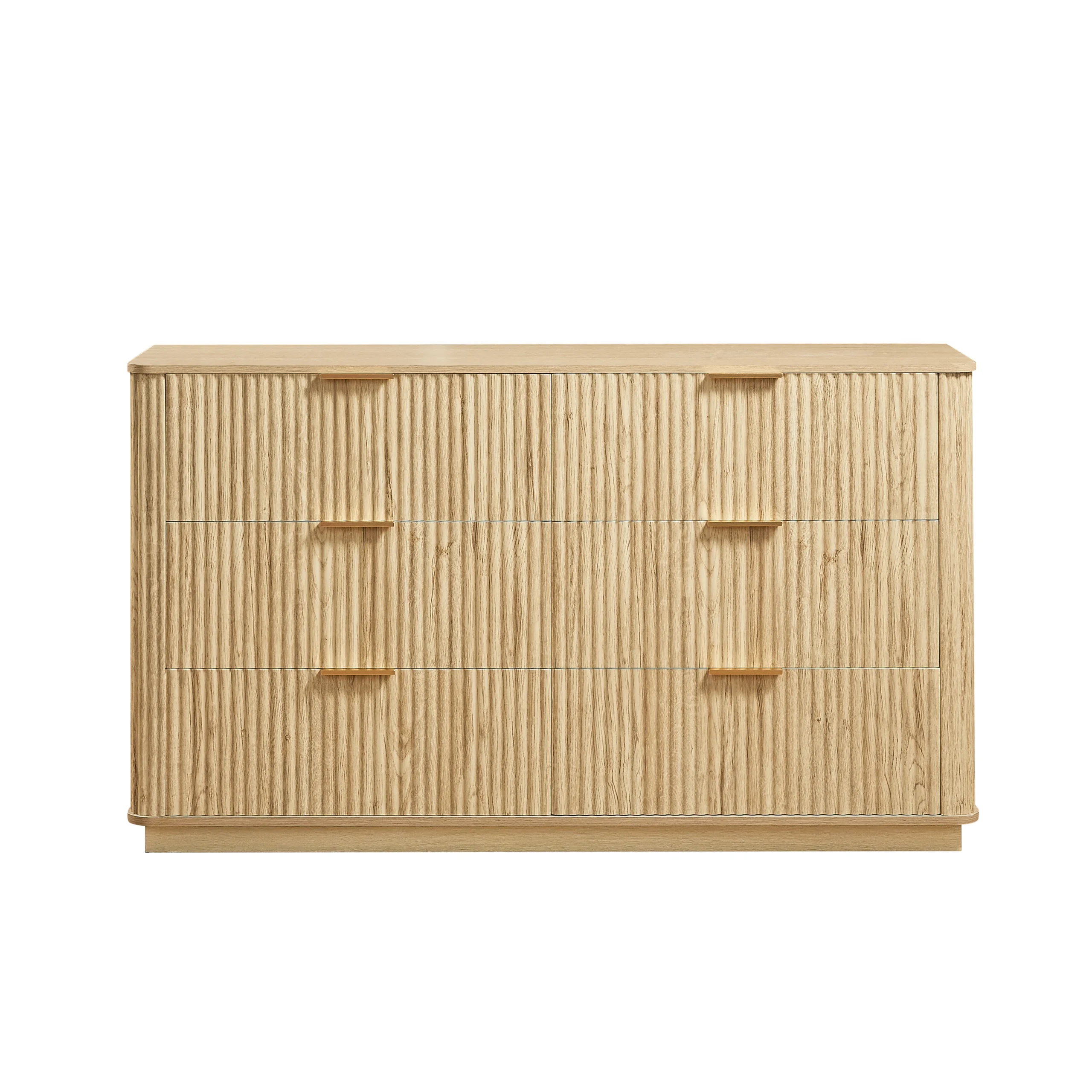 Goldoma 6-Drawer Solid Wood Dresser with Natural Oak Finish