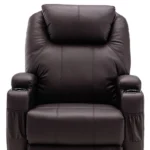 Goldoma brown faux leather power heated massage lift assist recliner in living room