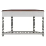 Curved wood console table with adjustable height and four drawers in gray and black finish - Goldoma 52 inch modern entryway table