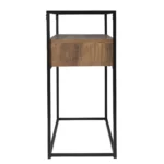 Goldoma 48-inch glass console table with black metal frame and lower shelf in modern living room