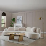Goldoma modular boucle sofa white curved 5-seater living room furniture