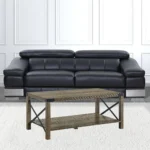 Goldoma 47-inch oak coffee table with shelf in living room