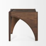 24" HMS Brown Wood Modern Arched Square End Table for Living Room Furniture - Image 3