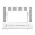 102" W Wall Unit Modern Entertainment Center with Glass Doors for TVs up to 75" Large Minimalist TV Stand Media Console - Image 8