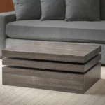 Goldoma Nordic Style Black Square Wooden Coffee Table in a modern living room
