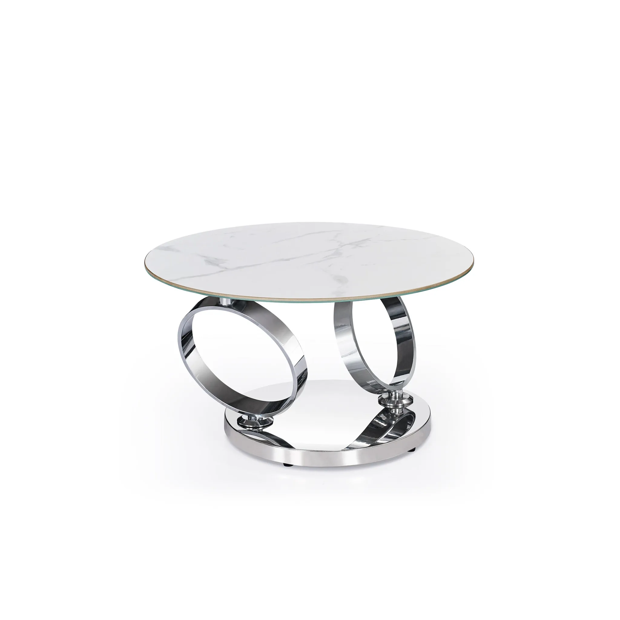 H7d2dc7fc754346a8859c8cde04bdd790I.webp White ceramic coffee table 32 inch round with silver metal base in modern living room setting