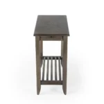 Goldoma 24-inch brown gray rectangular end table with shelf and pull-out tray in living room
