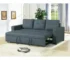 Goldoma Convertible Sectional Sleeper Sofa – Blue Grey Chenille, Foldable 3-Seater