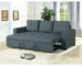 Goldoma Convertible Sectional Sleeper Sofa – Blue Grey Chenille, Foldable 3-Seater