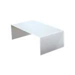 Farmhouse white glass coffee table with wooden sled base - Goldoma 24 inch rectangular coffee table