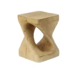 Goldoma twisted side table – natural wood-like magnesium oxide accent table for indoor or outdoor use