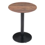 Goldoma 24 inch round end table with white veneer top and black pedestal base in a living room setting