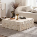 Goldoma modern minimalist rustic wood coffee table in living room