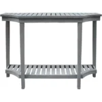Goldoma farmhouse console table in gray blue with lower shelf in living room