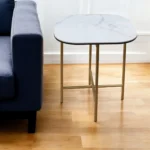 HMS 22" White and Gold Ceramic and Metal Square Console Table Elegant End Table