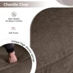 160° Manual Push Back Recliner, 8-point Massage & Heating, Chenille Fabric with Remote & Side Pockets, for Living Room, Brown - Image 4